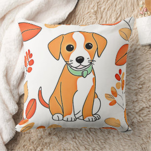 Cute Puppy Fall Artwork Cushion