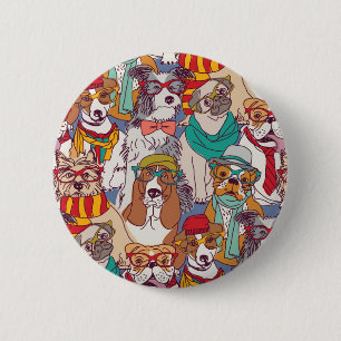 Cute Puppy Fashion Pattern 6 Cm Round Badge