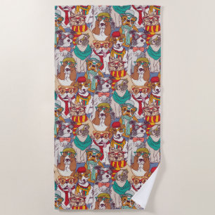 Cute Puppy Fashion Pattern Beach Towel