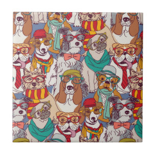 Cute Puppy Fashion Pattern Ceramic Tile