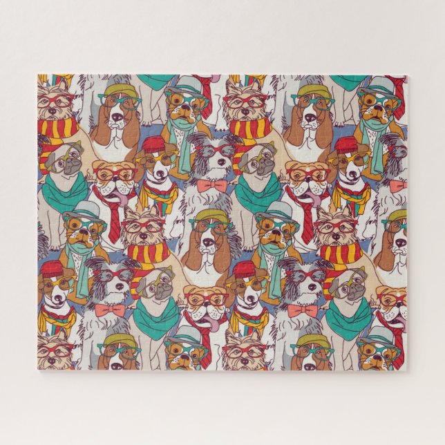 Cute Puppy Fashion Pattern Jigsaw Puzzle (Horizontal)