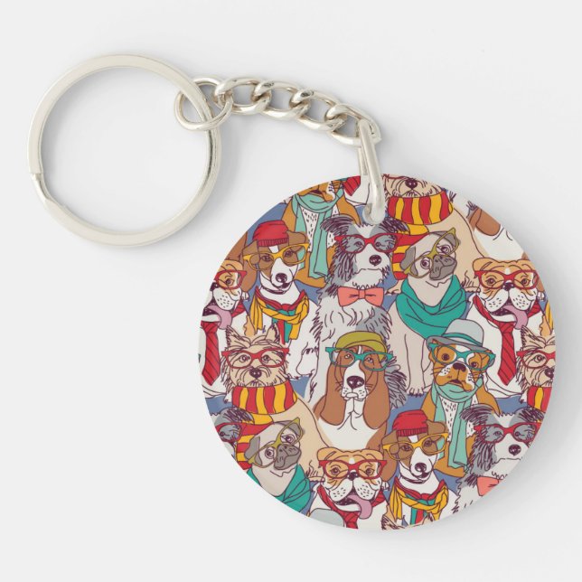 Cute Puppy Fashion Pattern Key Ring (Front)