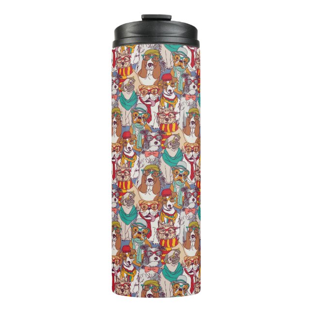 Cute Puppy Fashion Pattern Thermal Tumbler (Front)