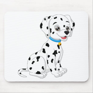 Cute Puppy Fire Dog Black White Cartoon Dalmatian Mouse Pad