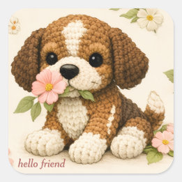 Cute Puppy Floral Butterfly Sticker – Whimsical