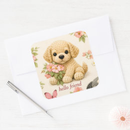 Cute Puppy Floral Butterfly Sticker – Whimsical