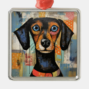Cute Puppy Funny Dog Mixed Media Animal Pet Metal Ornament