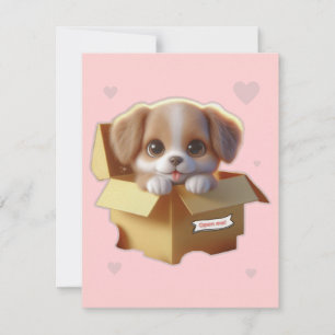 Cute Puppy Gift Card   Kawaii Dog Greeting Card