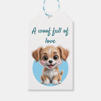 Cute Puppy Gift Tag with Custom Text