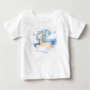 Cute Puppy Giraffe on the Moon – Baby T-Shirt