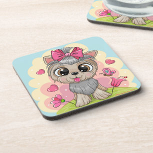 Cute Puppy Glossy Set of Drink Coasters - Gifts