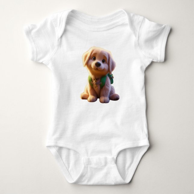 Cute Puppy, Golden Retriever, Baby BodysuitT-Shirt Baby Bodysuit (Front)