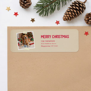Cute Puppy Golden Retriever Photo Dog Christmas Return Address Label