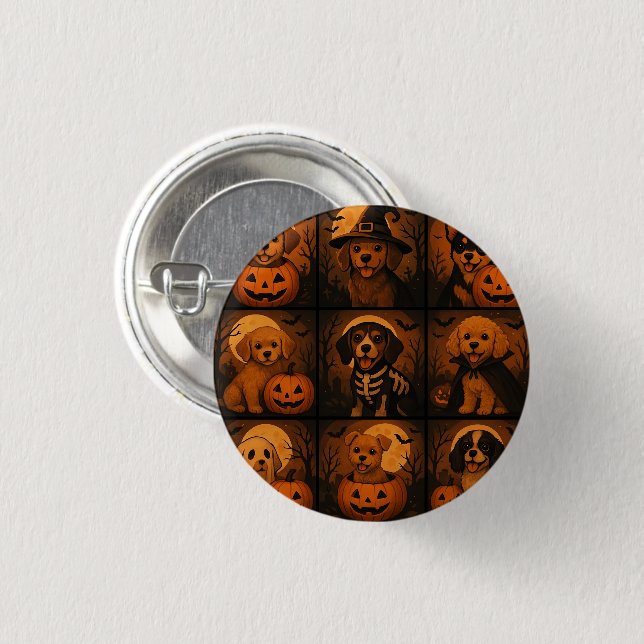 Cute Puppy Halloween Button (Front & Back)