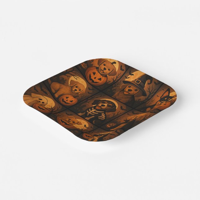 Cute Puppy Halloween Paper Plate (Angled)
