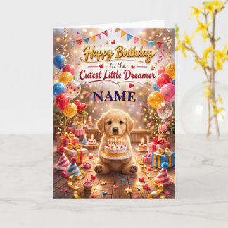 Cute Puppy Happy Birthday Card for Kids