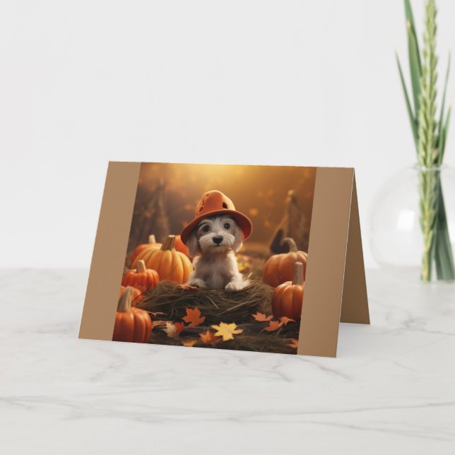 Cute Puppy Happy Halloween Card (Front)