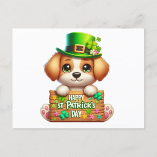 Cute Puppy Happy St Patrick's Day Postcard