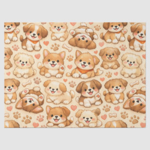 Cute Puppy Hearts Watercolor Pattern (2) Tissue Paper