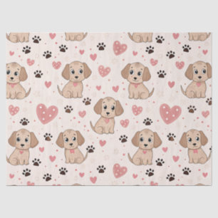 Cute Puppy Hearts Watercolor Pattern (4) Tissue Paper