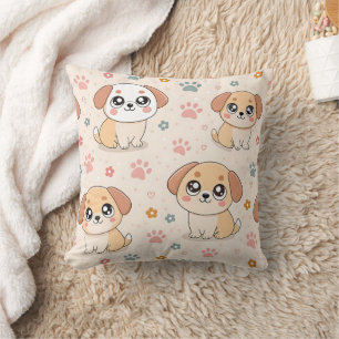 Cute Puppy Hearts Watercolor Pattern (6) Cushion