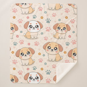 Cute Puppy Hearts Watercolor Pattern (6) Sherpa Blanket
