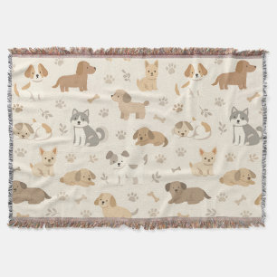Cute Puppy Hearts Watercolor Pattern (7) Throw Blanket