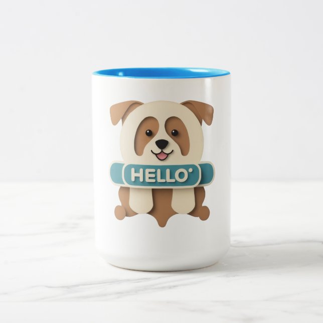 Cute Puppy “Hello” Mug (Center)