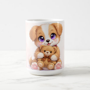 Cute Puppy Holding Teddy Bear Mug