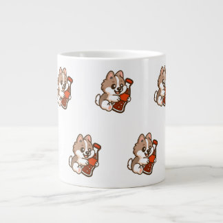 Cute Puppy Hugging Soda Bottle Large Coffee Mug