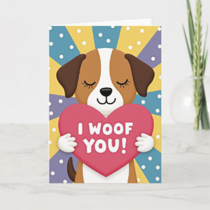 Cute Puppy I Woof You Heart Card