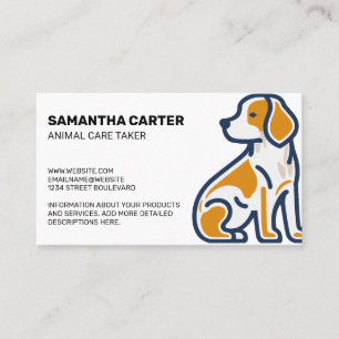Cute Puppy Illustration Animal Care Business Card