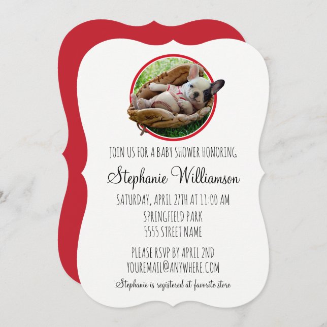 Cute Puppy in a Baseball Mitt Invitation (Front/Back)