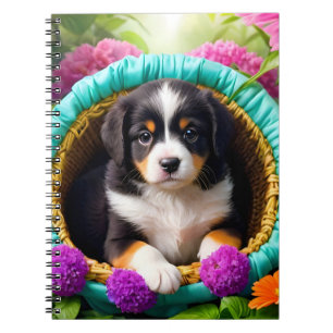 Cute Puppy in a Basket Notebook
