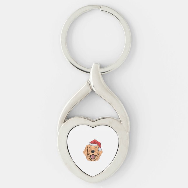 Cute Puppy In A New Year Hat  2 Key Ring (Front)