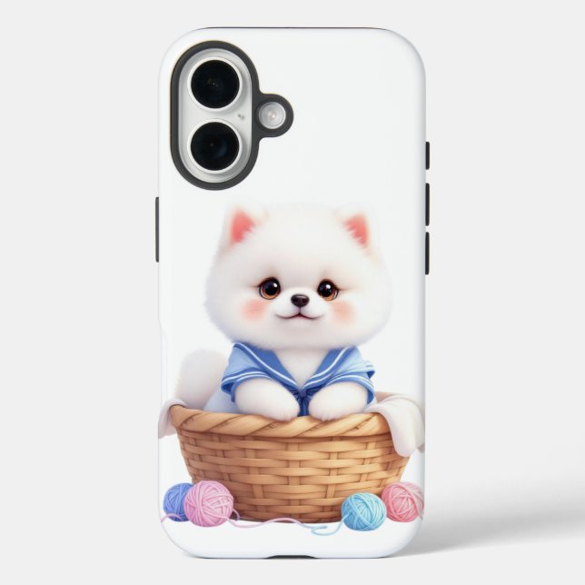 Cute Puppy in Basket iPhone / iPad case (Back)