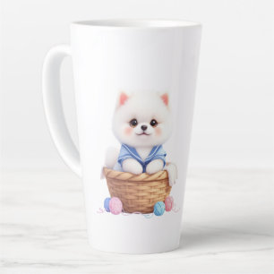 Cute Puppy in Basket Latte Mug