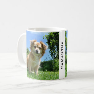 Cute Puppy in Garden Personalised Coffee Mug