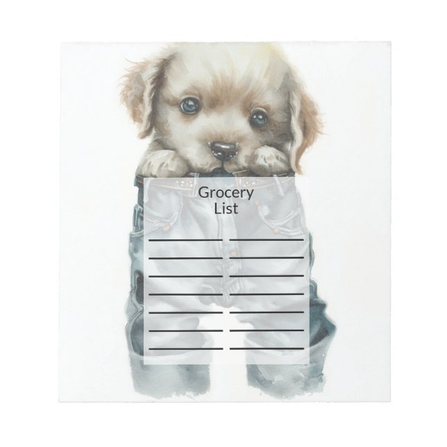 Cute Puppy in Jeans Art Notepad (Front)