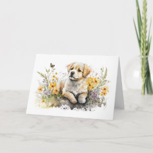 Cute Puppy In Mud for Birthday Card