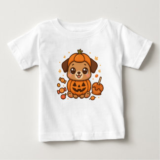 Cute Puppy in Pumpkin Costume – Adorable Halloween Baby T-Shirt