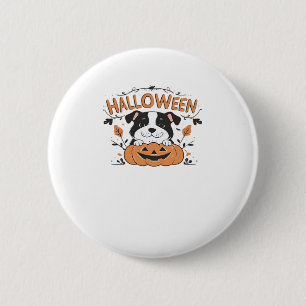 Cute Puppy in Pumpkin � Halloween Dog Illustration 6 Cm Round Badge