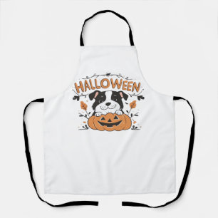 Cute Puppy in Pumpkin � Halloween Dog Illustration Apron