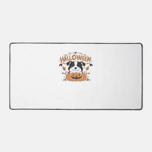 Cute Puppy in Pumpkin � Halloween Dog Illustration Desk Mat