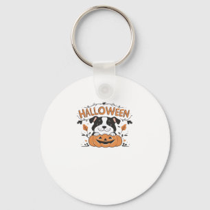 Cute Puppy in Pumpkin � Halloween Dog Illustration Key Ring