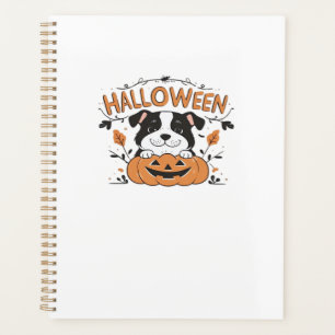 Cute Puppy in Pumpkin � Halloween Dog Illustration Planner
