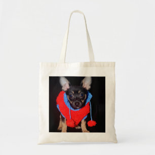 Cute Puppy in Red Wool Sweater Tote Bag