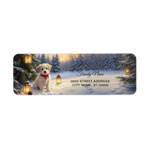 Cute Puppy in the Snow Return Address Label
