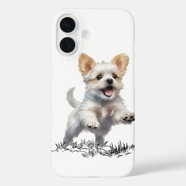 “Cute Puppy iPhone 16 Case – Adorable Dog Lover Ph (Back)