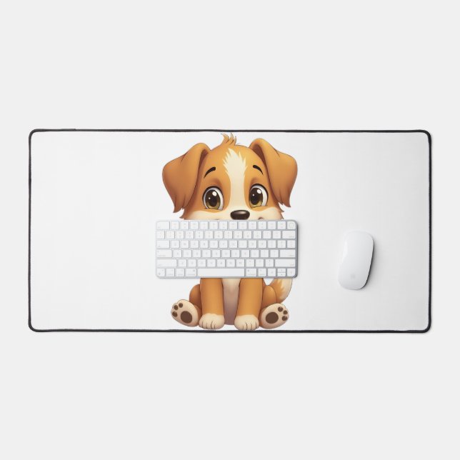  cute puppy  It's a long pad. Desk Mat (Keyboard & Mouse)